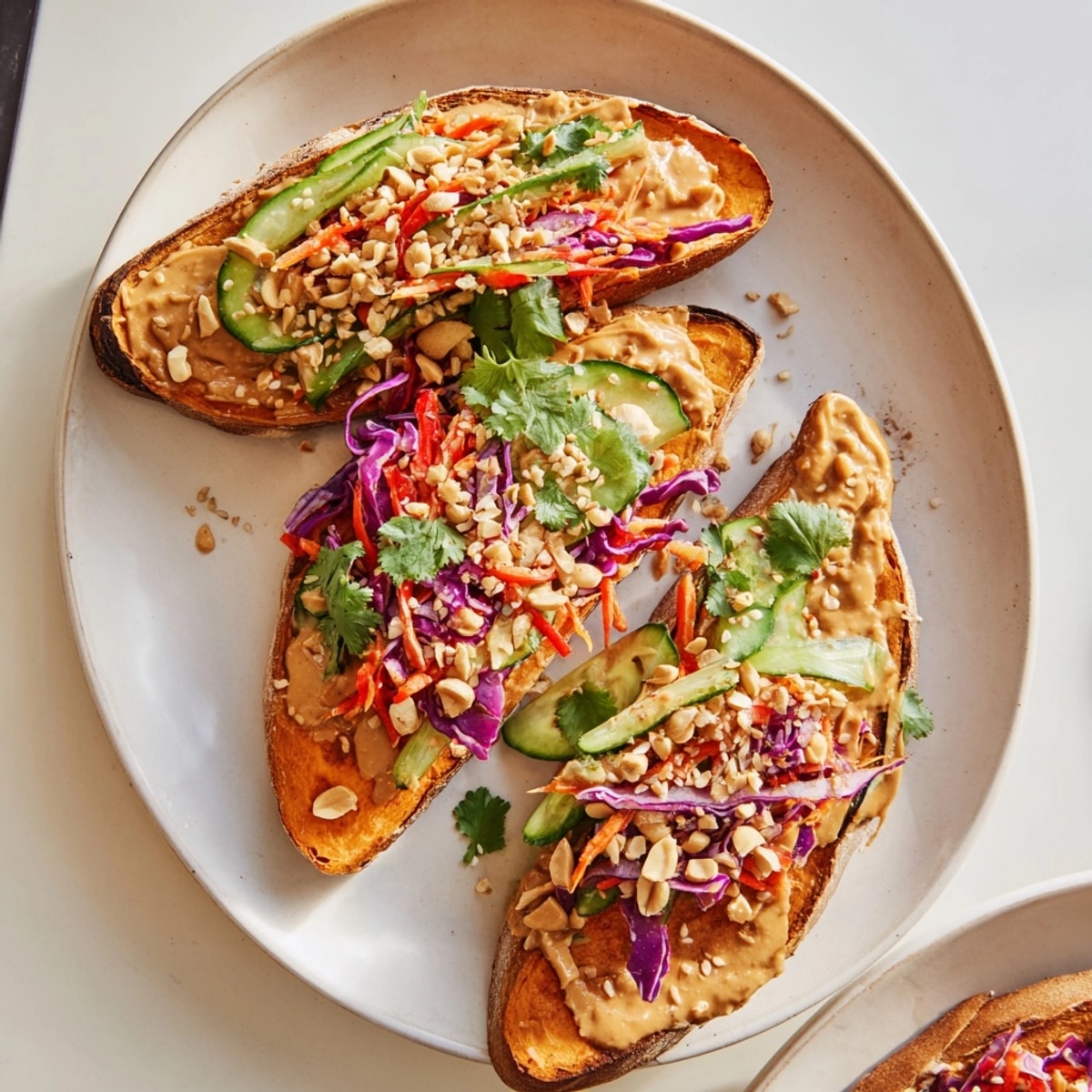 Enjoy a flavorful bite of Thai Peanut Sweet Potato Toast, recipe perfect for sharing.