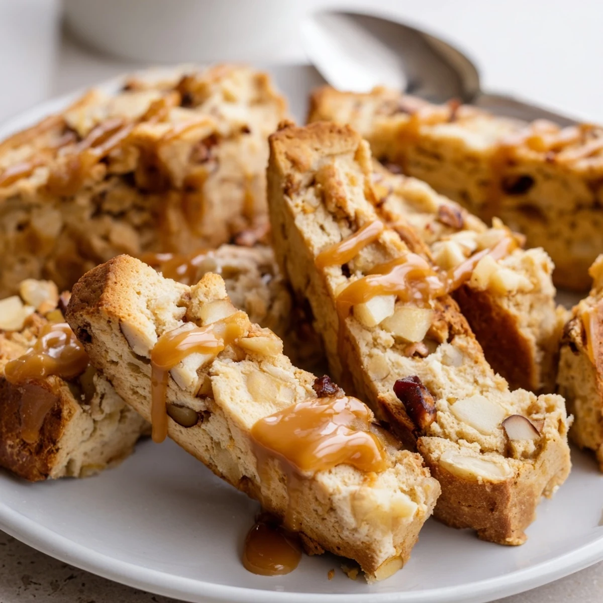 Crispy Caramel Apple Biscotti Dunkers, perfect for coffee or cider dunking moments.  