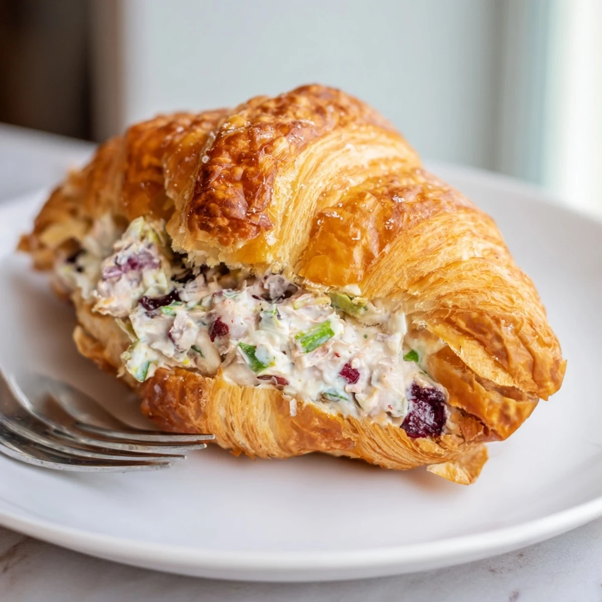 Warm, golden croissants filled with sweet and spicy cranberry jalapeño dip delight.
