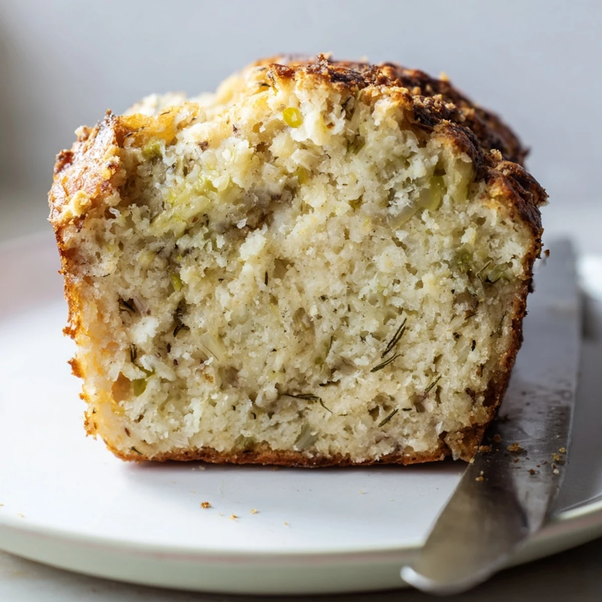 Sliced Dill Pickle Sweet Tea Pancake Muffin Loaf served with whipped cream cheese.  
