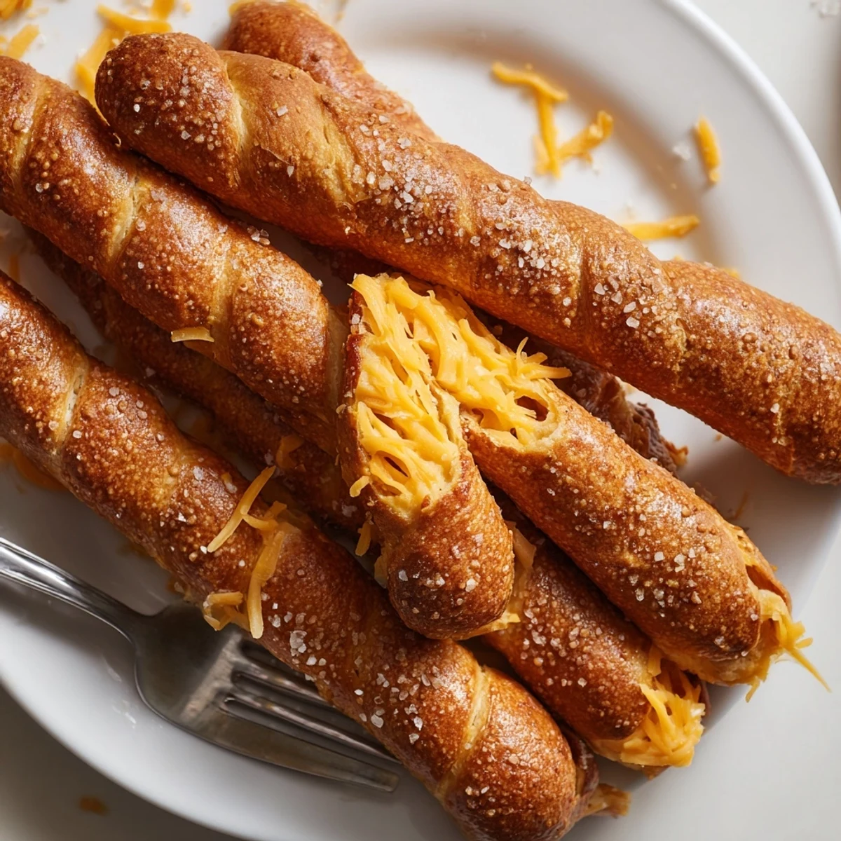 Golden Cream Soda Cheesy Pretzel Biscuit Sticks, warm and ready for dipping delight.