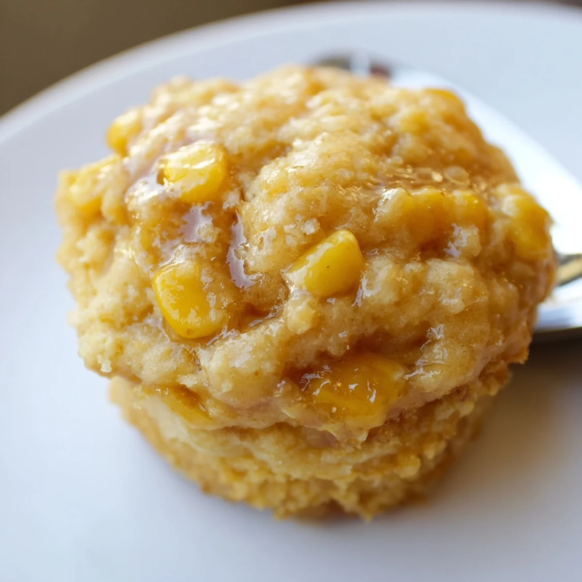 Deliciously sweet Maple Bourbon Sweet Corn Biscuit Muffins served warm, with maple butter.