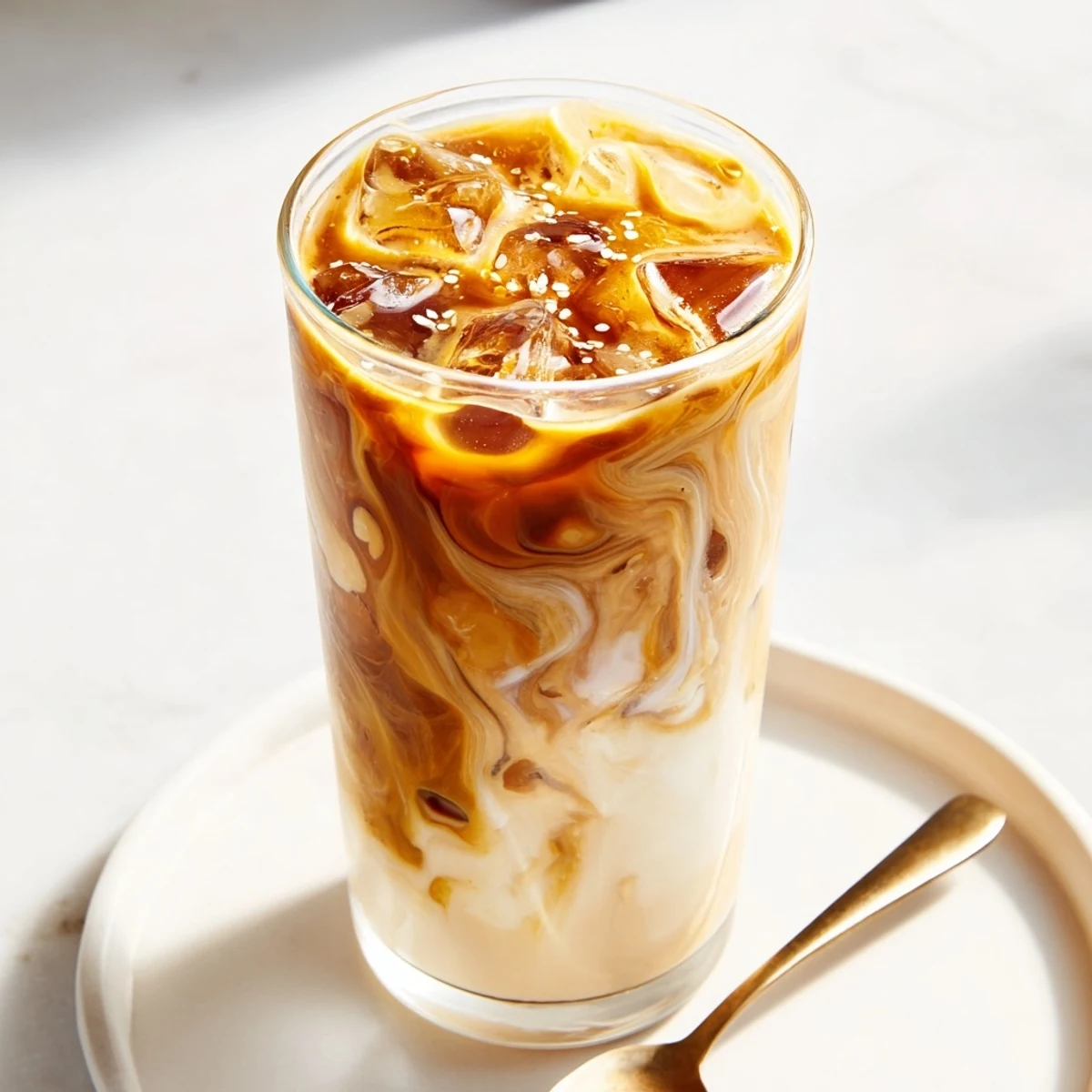 Indulge in creamy Tahini Iced Coffee, a nutty delight with cold brew.
