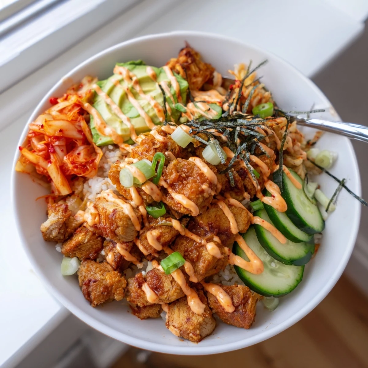 crispy salmon rice bowl