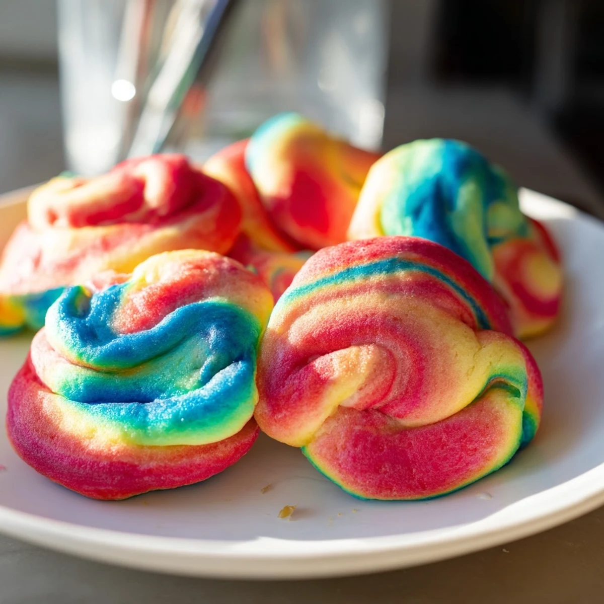 Colorful slices of Cloud Bread Rainbow, ideal for fun parties and snacks.  