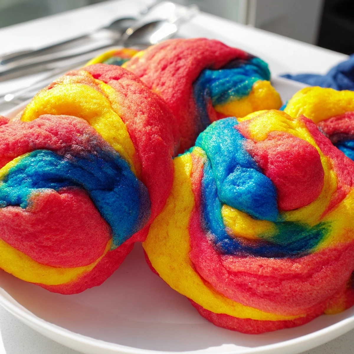 Delightful Cloud Bread Rainbow, showcasing swirls of color for a festive dessert.