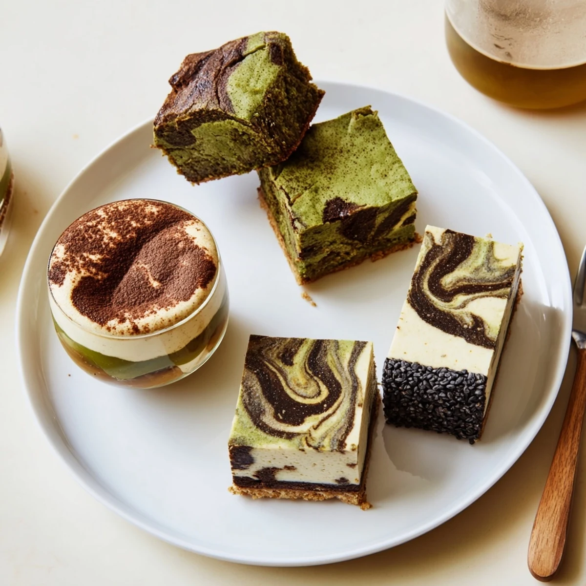 Indulge in these matcha-miso brownies, rich and fudgy with a green tea twist.  