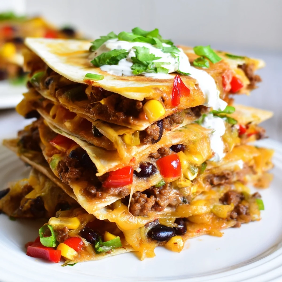 Crispy Sheet Pan Quesadillas with Beef, cheese, and vibrant veggies for delicious family dinners.  