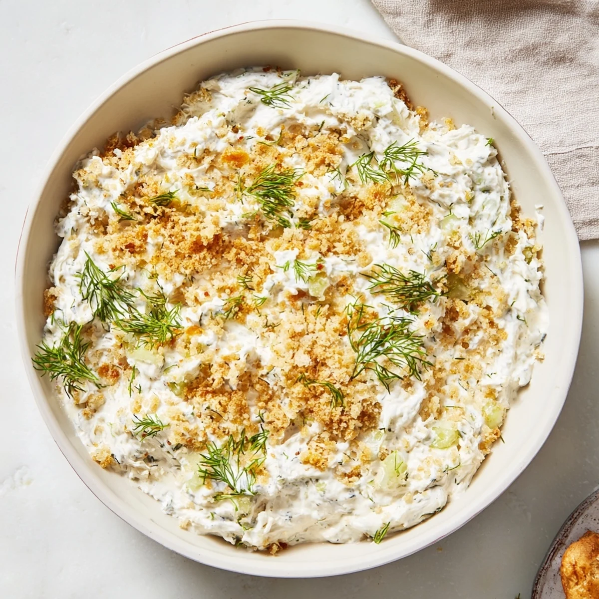 Freshly made Fried Pickle Dip, a delightful American dip recipe with chopped dill pickles and seasonings.