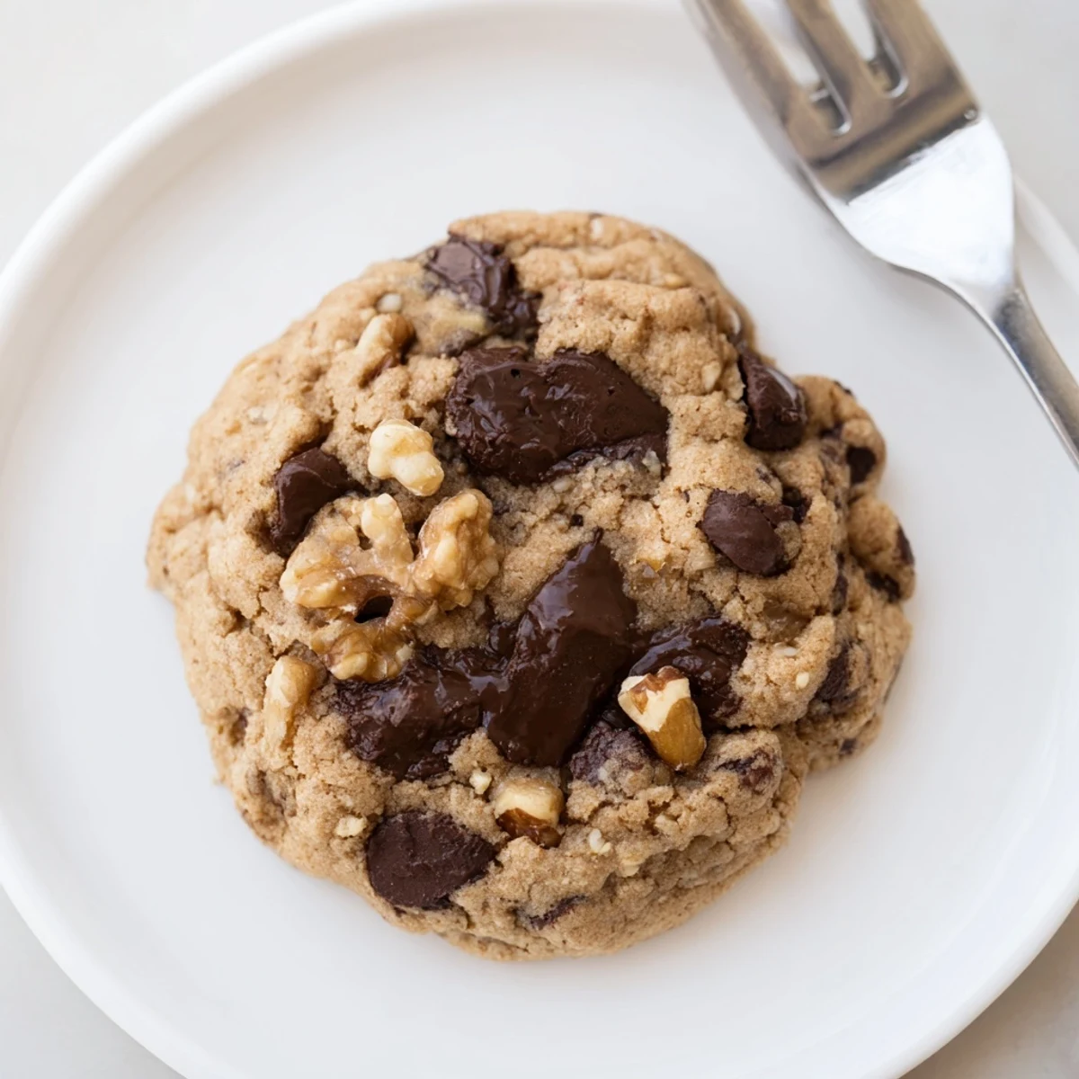 Warm, gooey chewy protein chocolate chip cookies with melty chocolate chips, a delicious treat.