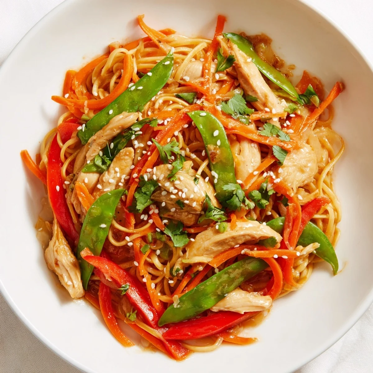 Tender chicken and noodles are tossed in the delicious Lemon-Garlic Chicken Stir Fry.