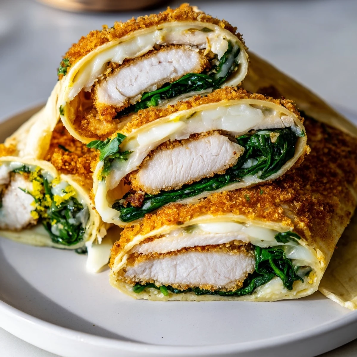 Golden, crispy Chicken Piccata Crunch Wrap featuring a delightful mix of flavors and textures.