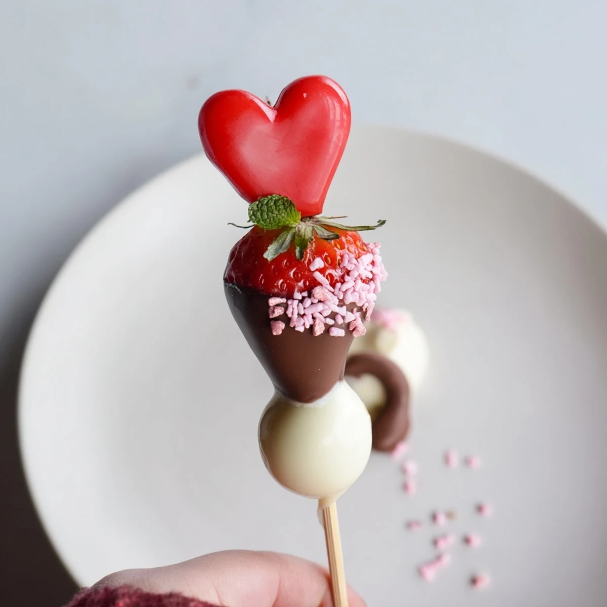 Vibrant Cupids Arrow Candy Tray, perfect for Valentine's, with colorful candy arrows and fresh berries.