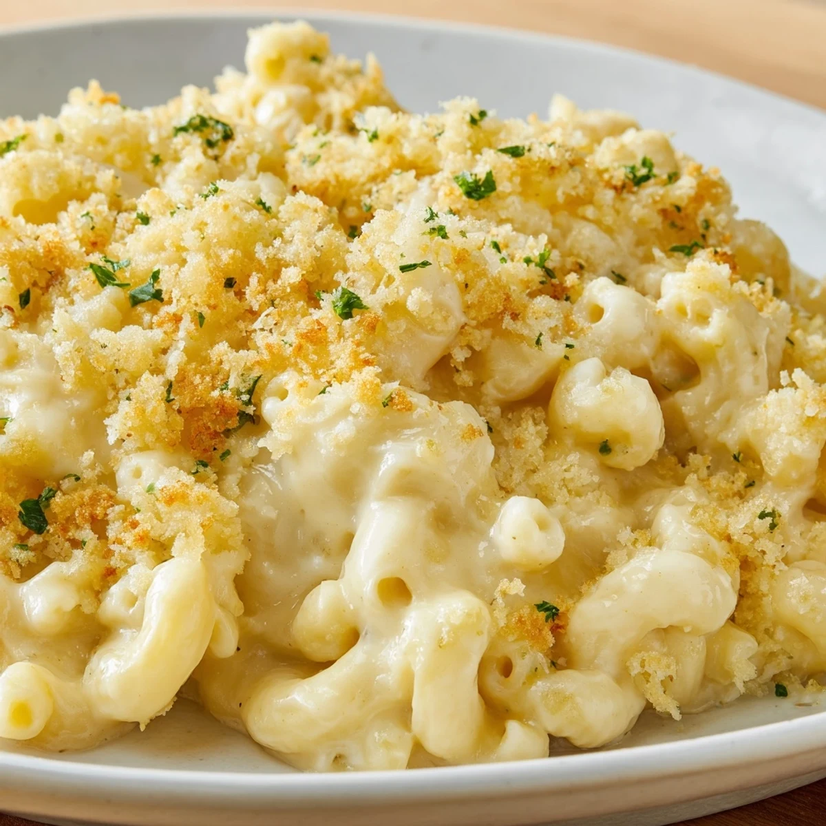 Golden, bubbly baked mac and cheese, a comforting American classic, ready to serve and enjoy.