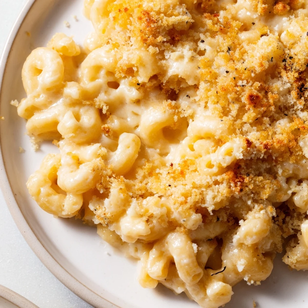 Homemade mac and cheese with a golden crust, a delightful dish for a family dinner.