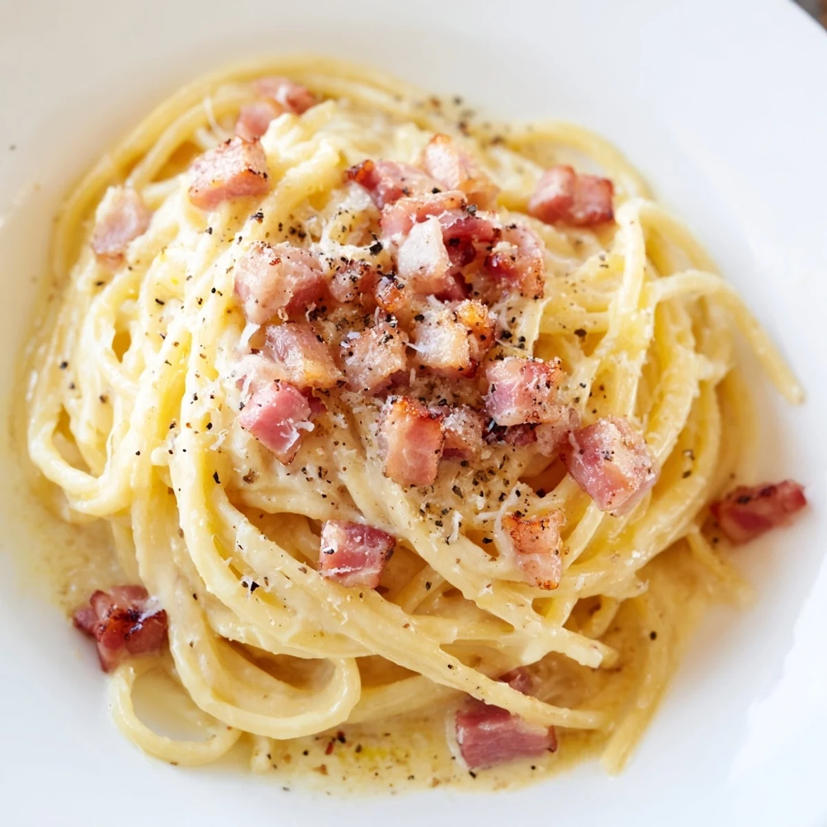 Fragrant Parmesan cheese sprinkled over a plate of Express Spaghetti Carbonara; a simple, satisfying meal.