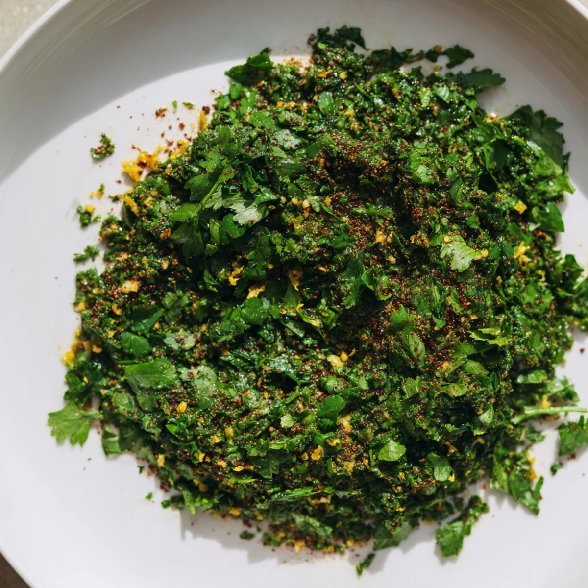 Vibrant Moroccan Chermoula Marinade, showcasing a bright citrusy paste with herbs and spices ready to coat fish.