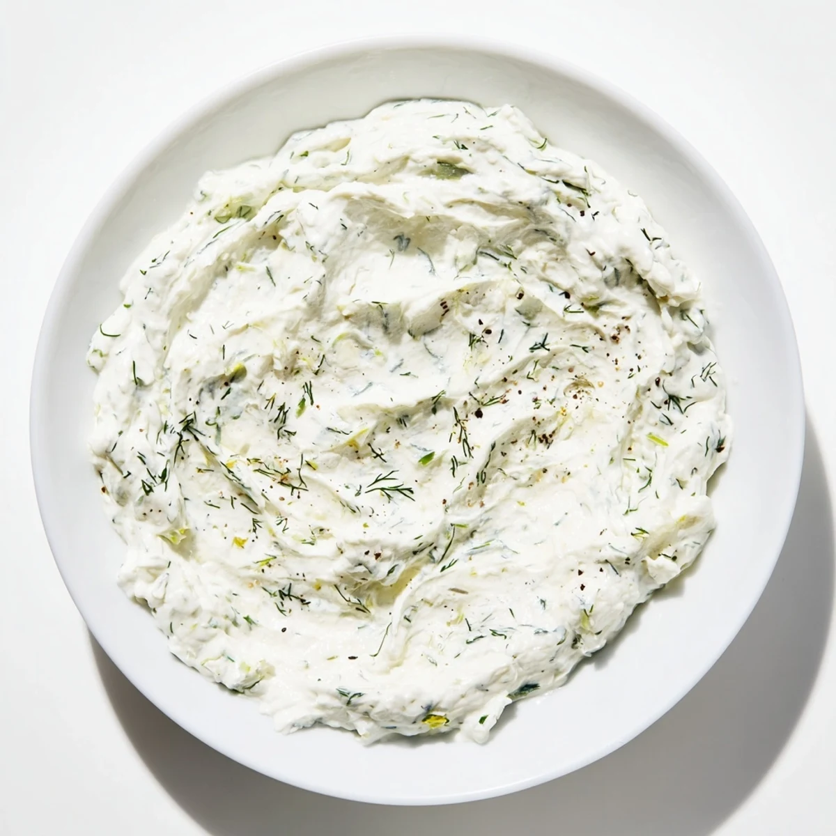 Freshly made Greek Yogurt Herb Dip, vibrant green herbs combined, perfectly complements pita chips.