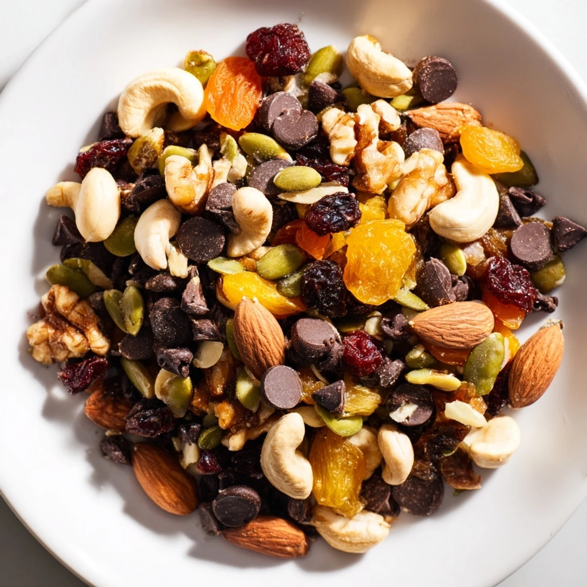 Crunchy nuts and sweet dried fruit create a delicious and satisfying Trail Mix recipe.