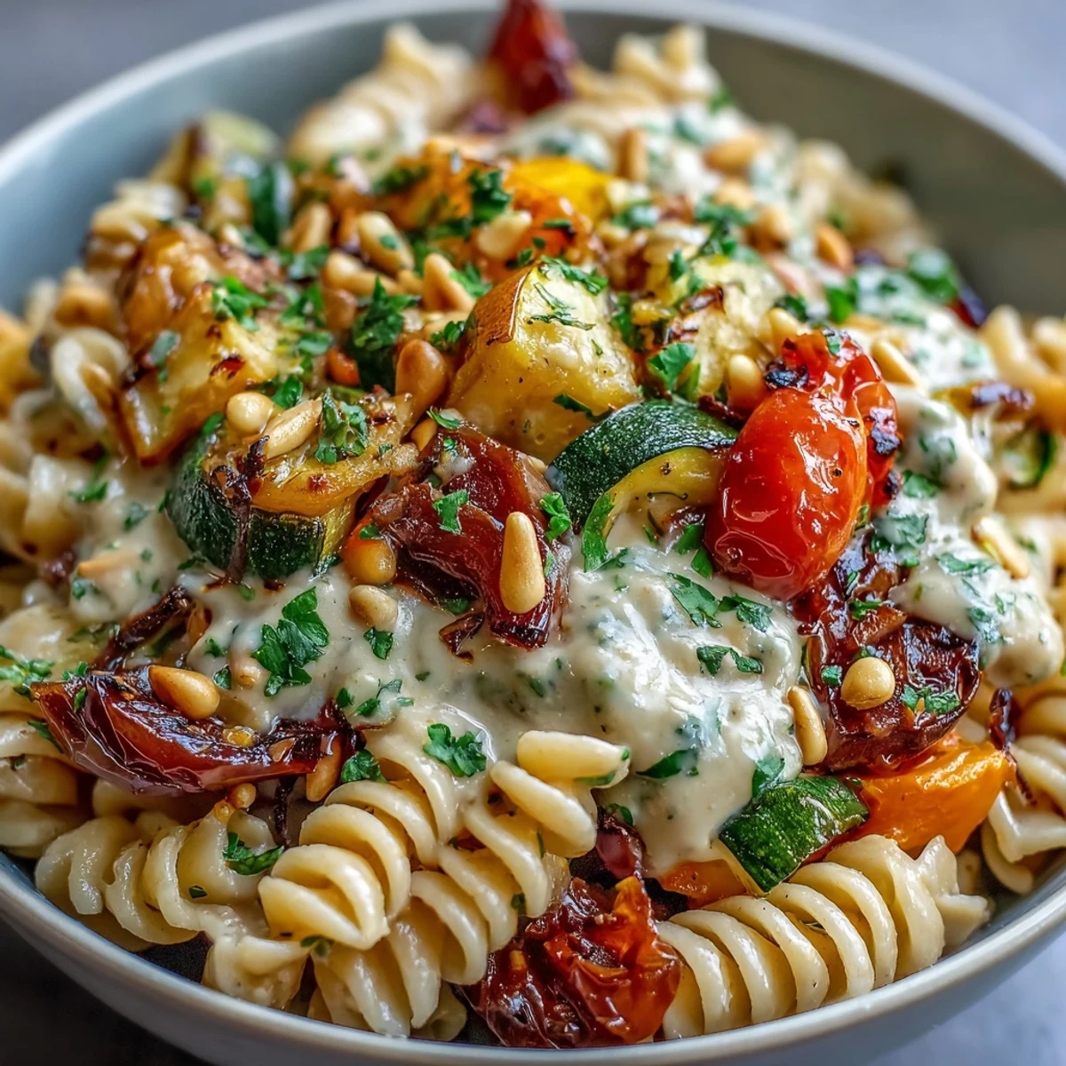 Served warm in a rustic bowl, perfect for a hearty vegetarian dinner.