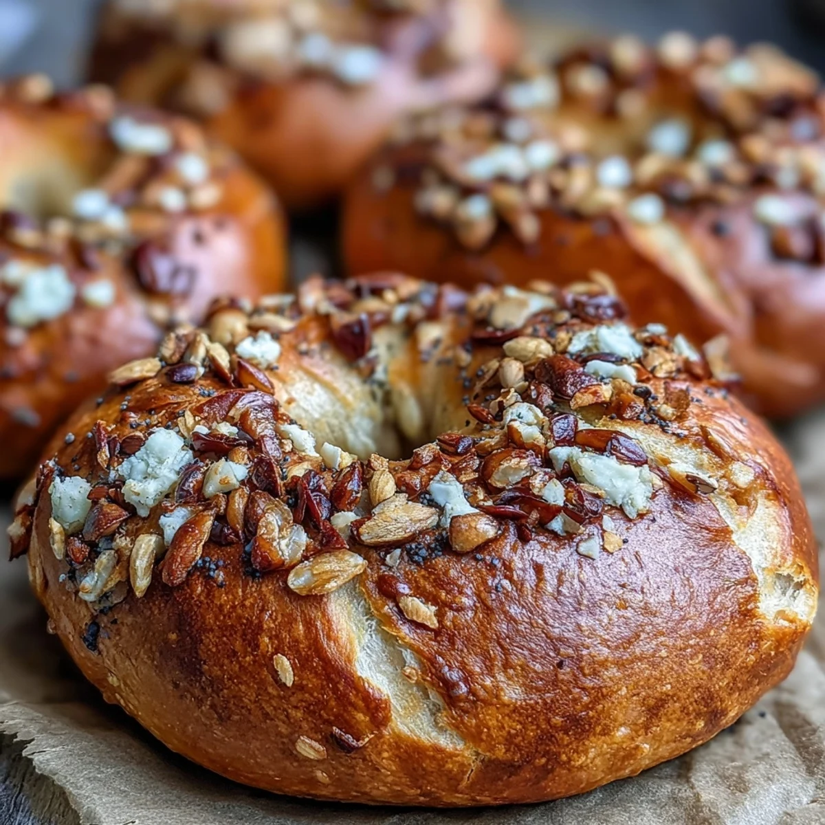 A hand spreads cream cheese over a warm Greek Yogurt Bagel with everything bagel seasoning.