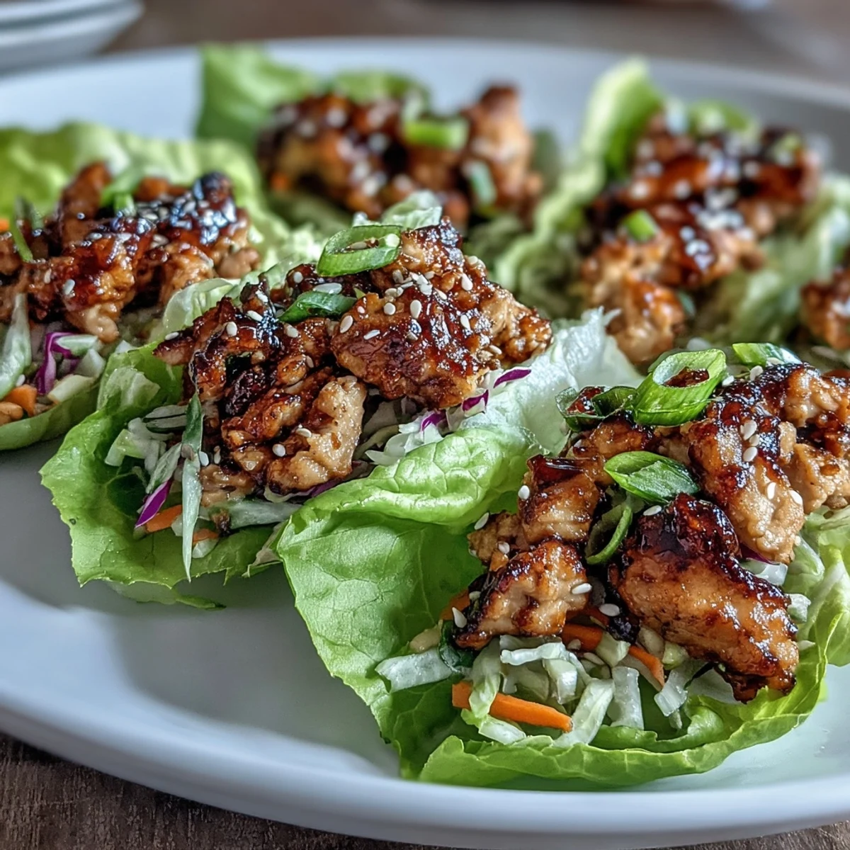 Buttery Bibb lettuce cradles juicy chicken, served with a sesame-soy dipping sauce.