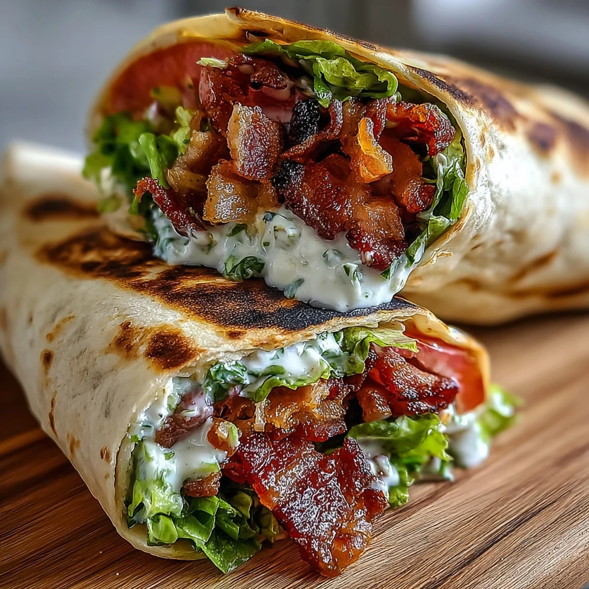Tangy secret sauce, crisp lettuce, and juicy tomatoes elevate this bacon-filled wrap to gourmet status.