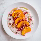 A close-up of creamy Overnight Oats with persimmon, a healthy, delicious, make-ahead meal.