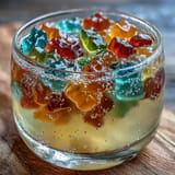 Vibrant Gummy Bear Lemonade Jelly Cups offer a fun, layered treat, perfect for any party.