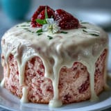 Decadent Bridal Shower Rosé Velvet Cake, perfected with a luxurious gold drip.