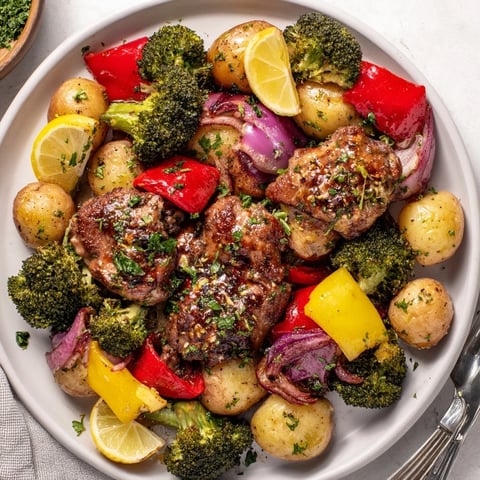 Delicious Lazy Gourmet Chicken & Vegetable One-Pot dish served with fresh parsley garnish.  