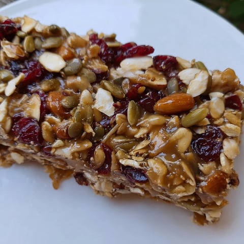 Image of golden brown Roasted Pumpkin Seed & Cranberry Granola Bars fresh out the oven.