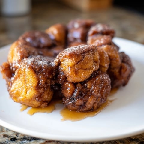 Golden, pull-apart Easy Christmas Morning Monkey Bread glistening with cinnamon sugar and sweet glaze.