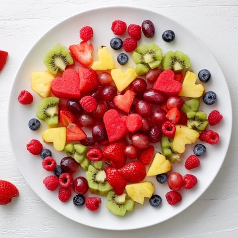 Vibrant Sweetheart Fruit Board: A heart-shaped platter filled with colorful, fresh berries, perfect for sharing.