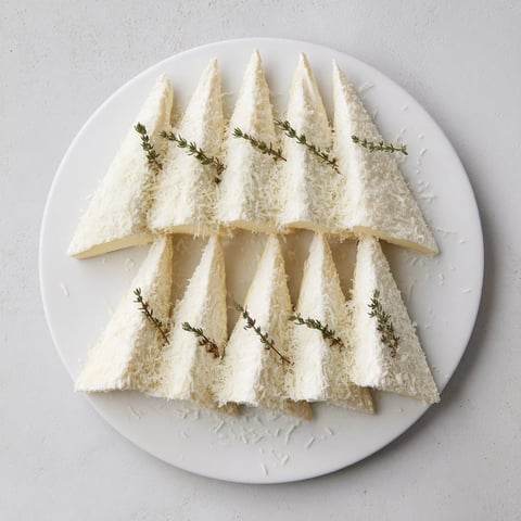 Snowcapped Range appetizer: creamy Brie wedges dusted with Parmesan create a beautiful, snowy landscape.
