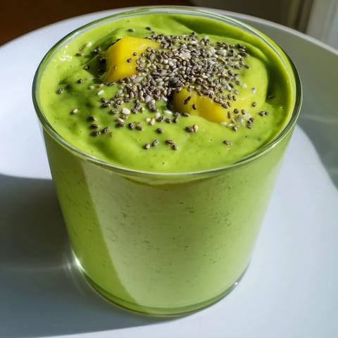Creamy Spinach Avocado Smoothie, a vibrant green drink, perfect for a quick and healthy breakfast.