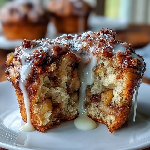 Golden Apple Fritter Muffins with cinnamon-spiced apples, moist crumb, and a glossy powdered sugar glaze, perfect for fall baking.