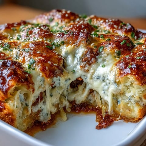 A bubbling casserole of dumpling lasagna with ground pork, cabbage, and cheese baked until golden and irresistible.
