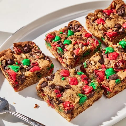 Delicious Festive Christmas Cookie Chocolate Chip Bars ideal for holiday gatherings and parties.  