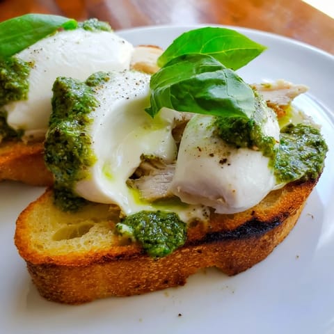 Pesto Chicken Burrata Toast