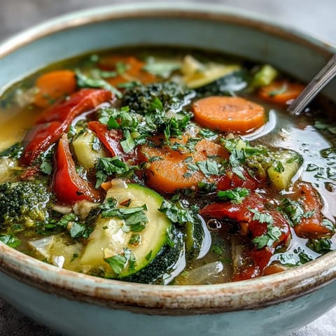 A warm bowl of Ginger Vegetable Soup served with fresh cilantro garnish, ready to enjoy.