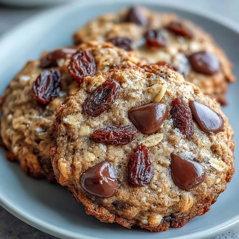 Soft, chewy Vegan Banana Oat Breakfast Cookies ready to eat with a glass of plant-based milk.