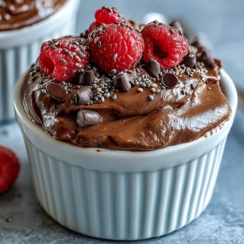 Rich, smooth chocolate mousse blended with cocoa and dark chocolate for a guilt-free, protein-packed dessert.