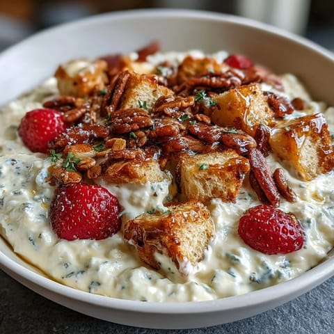 Protein-packed cottage cheese topped with juicy strawberries and nutty granola, perfect for a quick morning meal.  