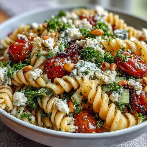 A bright and refreshing Lemon Vinaigrette Pasta Salad with cucumbers and cherry tomatoes, perfect for summer picnics or light lunches.
