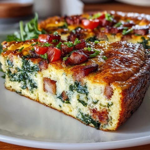 One-Pan Ham and Swiss Frittata with fluffy eggs, savory ham, and melted Swiss cheese, baked to golden perfection in a skillet.