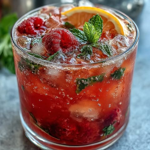 Refreshing raspberry lemon spritz mocktail with fresh berries, zesty citrus, and sparkling water in elegant glasses.