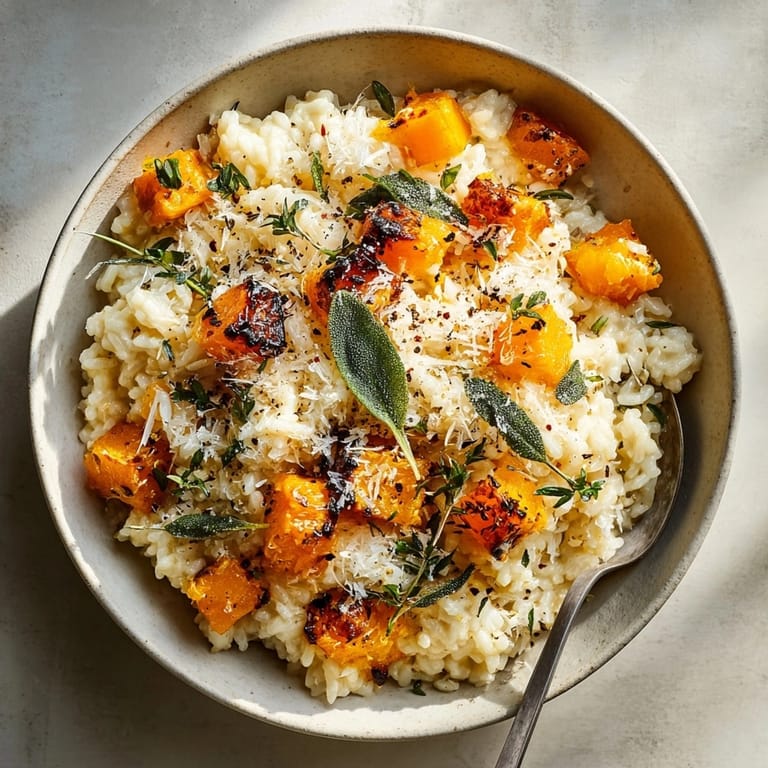 Flavorful Roasted Pumpkin and Sage Risotto, a delightful vegetarian autumn meal ready to enjoy.