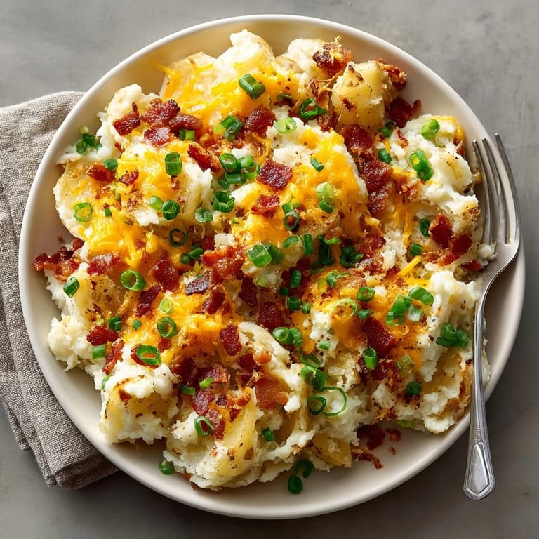 Delicious, homemade Loaded Baked Potato Casserole, promising a satisfying blend of flavors and textures.
