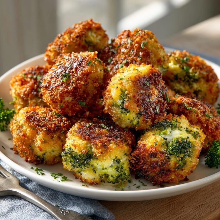Homemade Cheesy Broccoli Tots, warm and cheesy, served with a side of ketchup.